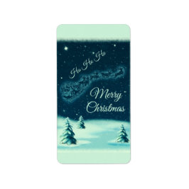 Etiqueta Papais noeis e suas Reindeers no Céu Noturno de Na