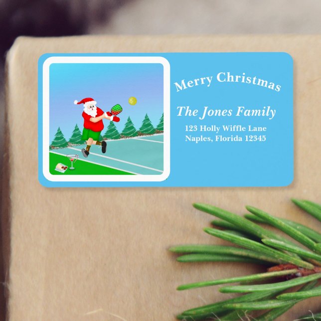 Etiqueta Papais noeis Engraçados Jogando Feliz de Picklebal (Criador carregado)