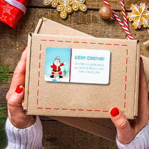 Etiqueta Papais noeis Engraçados Pescar Gelo Com Urso Polar