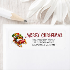Etiqueta Papais noeis Sleigh Cheio de presentes, Endereço d