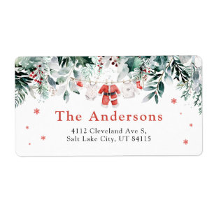 Etiqueta Papais noeis Vermelhos Bebê Natal Chá de fraldas