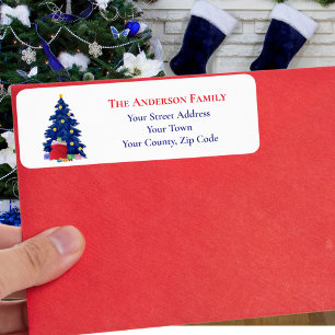 Etiqueta Papais noeis Vermelhos da Árvore de Natal Moderna 