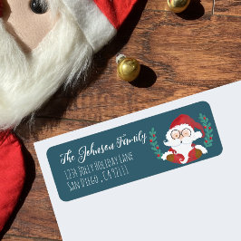 Etiqueta Papais noeis Winking Blue Holiday Return Address L