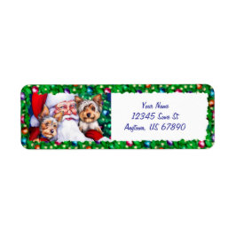 Etiqueta Papais noeis Yorkies nos rótulos de Natal