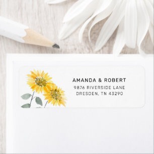 Etiqueta Papel de Carta Botânico de Girassol Aquarela