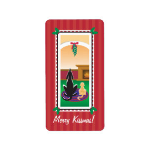 Etiqueta Papel de embrulho de WagsToWishes_Merry Kissmas