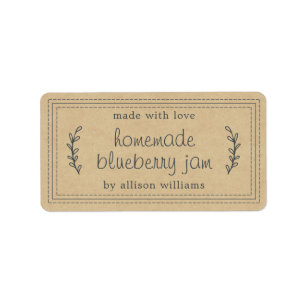 Etiqueta Papel Kraft de mirtilo de mirtilo assado em casa n