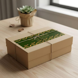 Etiqueta Papel timbrado com estilo Art Déco em amarelo oliv