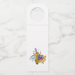 Etiqueta Para Garrafa Abeja flor com plantas silvestres