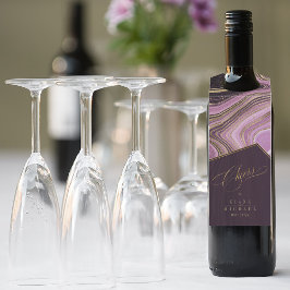 Etiqueta Para Garrafa Abstrato Agate Wedding Cheers Mauve ID827