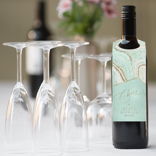 Etiqueta Para Garrafa Abstrato Agate Wedding Cheers Mnt ID827 (Wine Bottle In Situ)