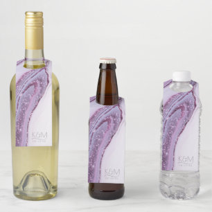 Etiqueta Para Garrafa Abstrato Glitter Strata Wedding Lilac ID903