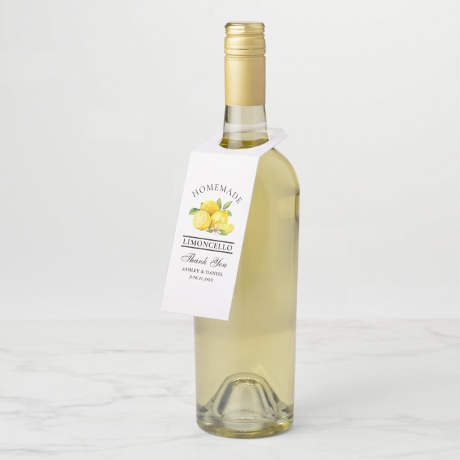 Etiqueta Para Garrafa Agradecimentos de casamento Limoncello de limões e (Inclinado)