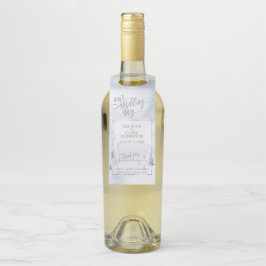 Etiqueta Para Garrafa Água de Cerveja de Vinho | Silver Blue Winter Wond