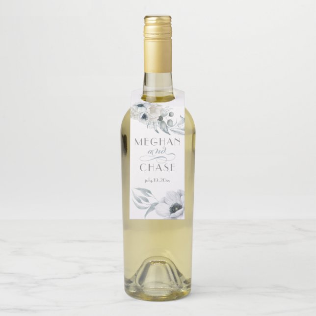 Etiqueta Para Garrafa Aguarela Floral Azul Bonito (Na garrafa)