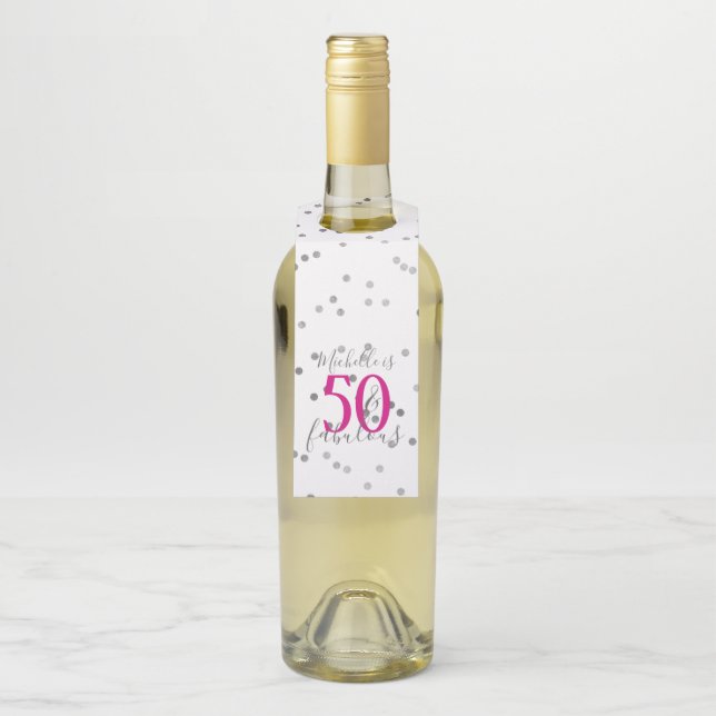 Etiqueta Para Garrafa Aniversário de 50 anos e Fabuloso em Confete de Pr (Na garrafa)