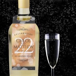 Etiqueta Para Garrafa Aniversário de casamento de cobre de 22 anos elega