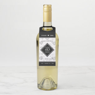 Etiqueta Para Garrafa Aniversário de Casamento do Elegante 60º Diamond