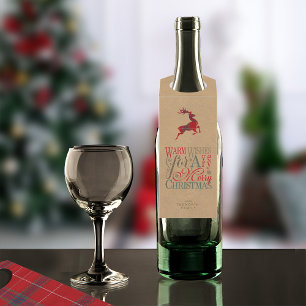Etiqueta Para Garrafa Aqueça desejos Kraft & Tartan ID589 vermelho