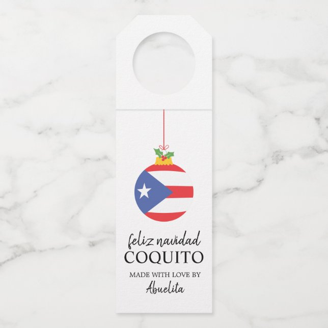Etiqueta Para Garrafa Bebida De Natal Coquito De Coco Tropical (Frente)