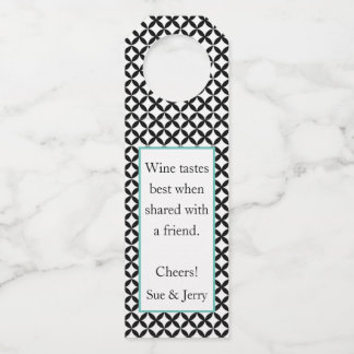 Etiqueta Para Garrafa Black and White Personalized Bottle Hanger Tags