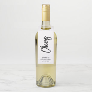 Etiqueta Para Garrafa Black & White Chic Pincel Letreiro Festa Cheers