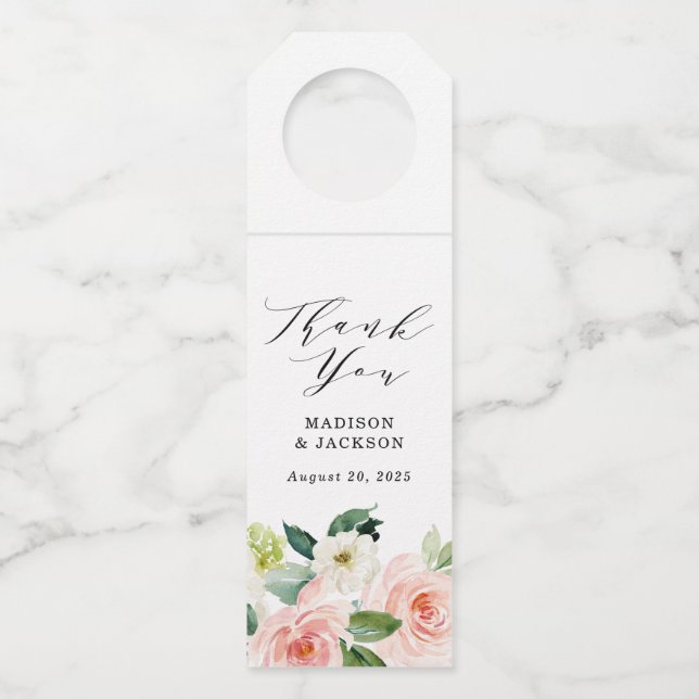 Etiqueta Para Garrafa Blush Florals | Personalized Wedding (Frente)