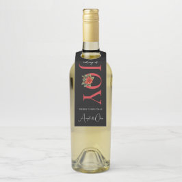 ETIQUETA PARA GARRAFA BOAS-NOVAS DE ALEGRIA POINSETTIA VERMELHA DE NATAL