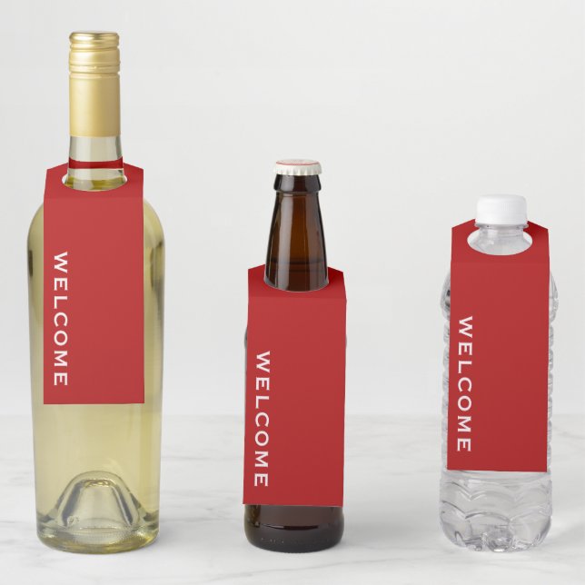 Etiqueta Para Garrafa Boas-vindas Mínimo Vermelho (In Situ)
