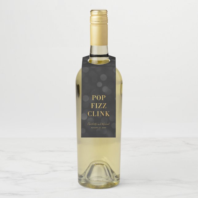 Etiqueta Para Garrafa Bokeh Escuro Falso Ouro Pop Fervilhar Tinir (Na garrafa)