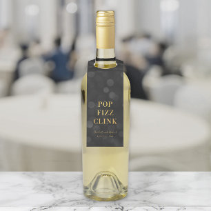 Etiqueta Para Garrafa Bokeh Escuro Falso Pop Fervilha Tilintar Dourado