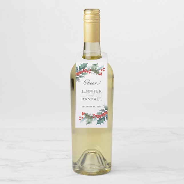 Etiqueta Para Garrafa Botânica de Aquarela de Verdura de Feriado (Na garrafa)