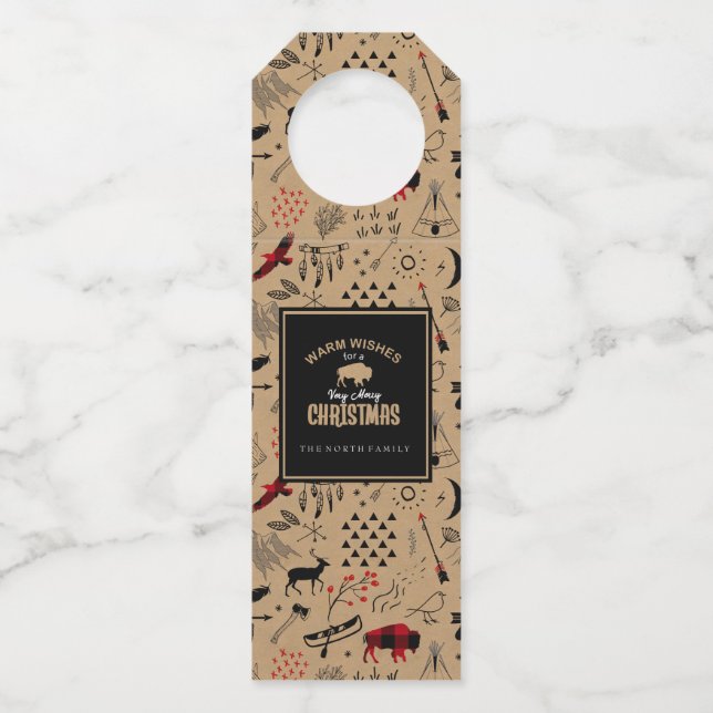 Etiqueta Para Garrafa Buffalo Adventures Warm Wish Kraft Red ID599 (Frente)