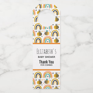 Etiqueta Para Garrafa Bumble Bee e Chá de fraldas de padrões do Rainbows