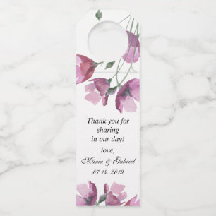Etiqueta Para Garrafa Buquê de aguarela rosa floral Casamento