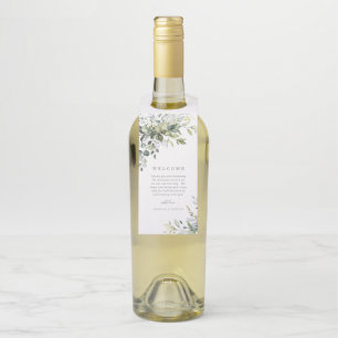 Etiqueta Para Garrafa Cadeira de Garrafa de Boas-Vindas com Florais Azul