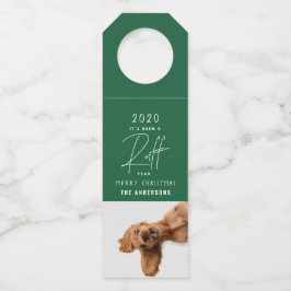 Etiqueta Para Garrafa cartão de revisão do ano engraçado do cão de Natal