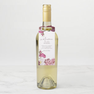 Etiqueta Para Garrafa Casamento Burgundy Floral Bem-vindo