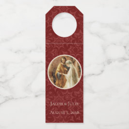 Etiqueta Para Garrafa Casamento Católico Tradicional em Damasco Bege