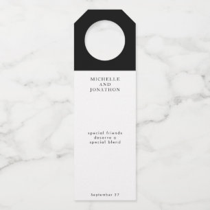 Etiqueta Para Garrafa Casamento com Caligrafia Moderna Simples, Preta e 