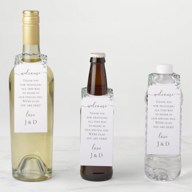 Etiqueta Para Garrafa Casamento com Verde de Eucalipto (In Situ)