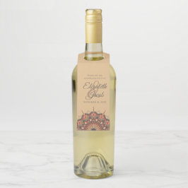 Etiqueta Para Garrafa Casamento Contemporâneo de Peach Mandala