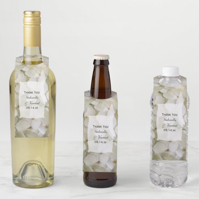 Etiqueta Para Garrafa Casamento de Flores de Hydrangea Branca (In Situ)