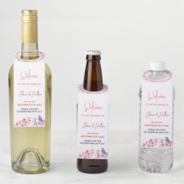 Etiqueta Para Garrafa Casamento feminino das flores cor-de-água cor-de-r