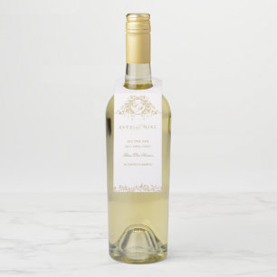 Etiqueta Para Garrafa Casamento Floral Clássico Elegante Dourado Elegant