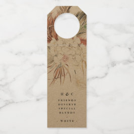 Etiqueta Para Garrafa Casamento Floral da Selva de Grama de Kraft Natura