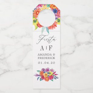 Etiqueta Para Garrafa Casamento Floral Fiesta Aquarela