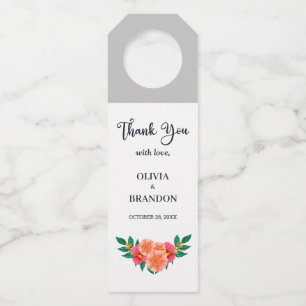 Etiqueta Para Garrafa Casamento Floral Minimalista com Vegetação em Aqua