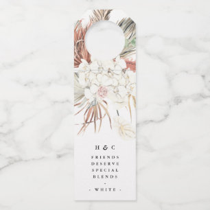 Etiqueta Para Garrafa Casamento Floral Selva Tropical com Grama das Pamp