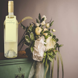 Etiqueta Para Garrafa Casamento Minimalista em Amarelo Manteiga e Sage